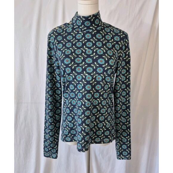 Maeve Tops - Anthropologie Maeve Mod Women's Blue Floral High Neck Pullover Top Small